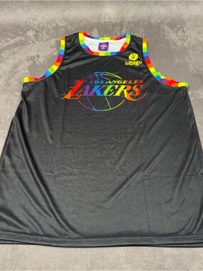 Los Angeles Lakers Rainbow Trim Tank Jersey Bibigo Collab pride night mens XL